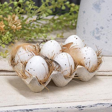 6 Set Natural Speckled Eggs in Crate - The Fox Decor